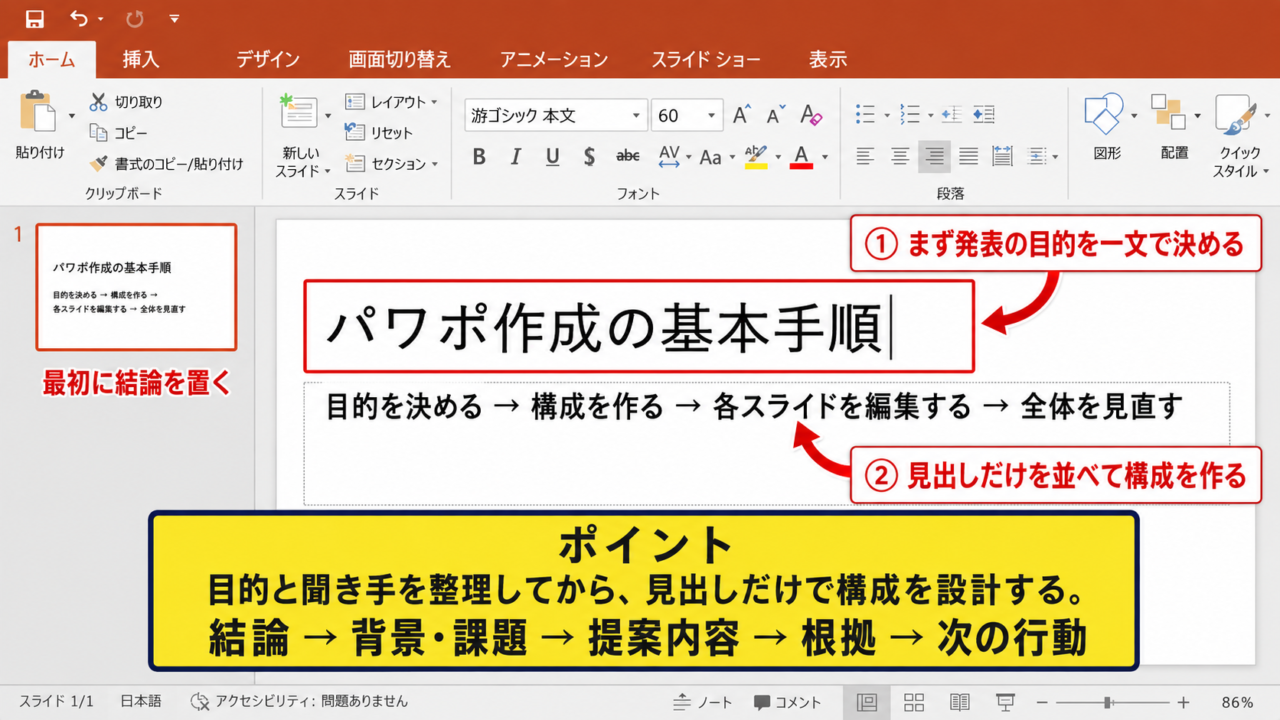 パワポ作成の基本手順
