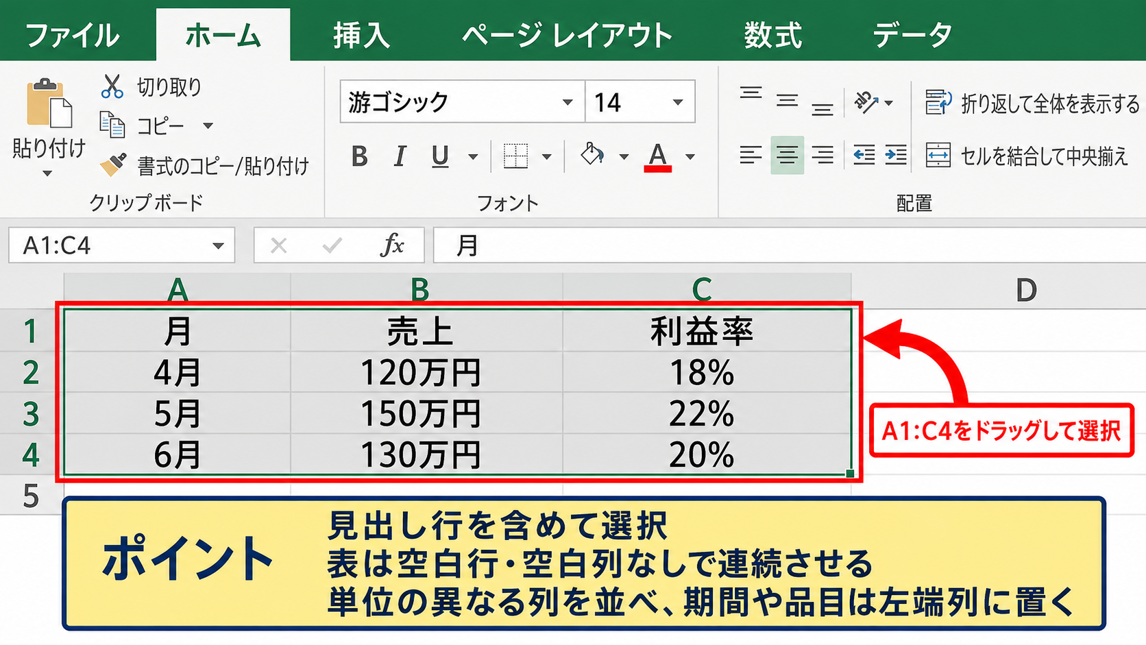 Excelで複合グラフを作成する方法【棒グラフと折れ線を組み合わせる設定】 - データ範囲の選択