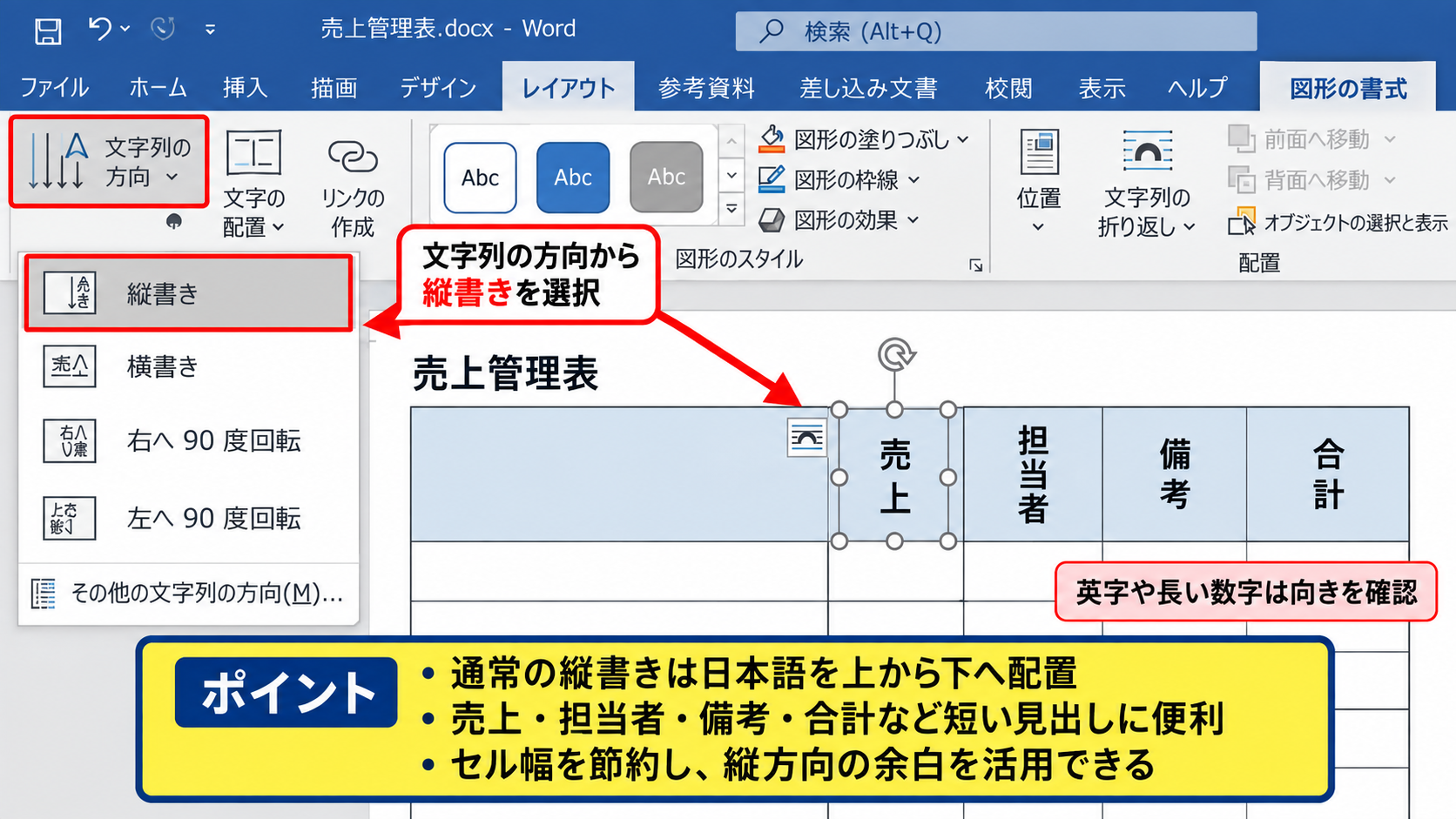 縦書きと縦書き二文字の使い分け - 通常の縦書きの特徴
