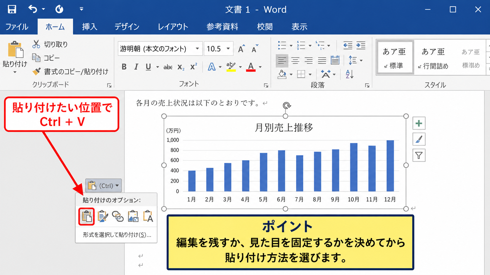 コピーと貼り付けによるグラフ画像の作成 - コピーから通常貼り付けを行う方法