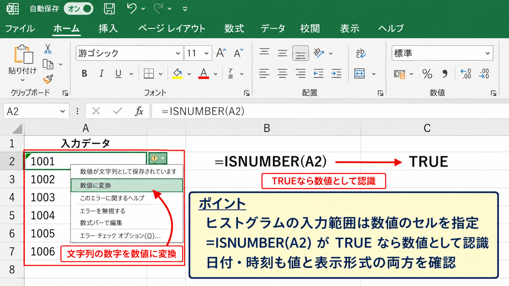 入力データと階級区分の整え方 - 数値として認識されるデータ形式