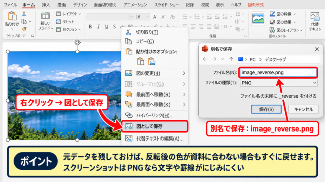 パワポで画像の色を反転する方法【図として保存して加工】 - 対象画像の保存操作