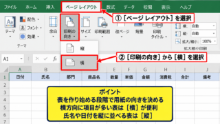 エクセルをA4サイズで作成する基本設定 - 作成前に決める用紙の向き