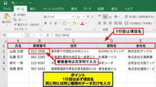 ExcelとWordを連携したラベル差し込み印刷の手順 - Excel住所録の準備