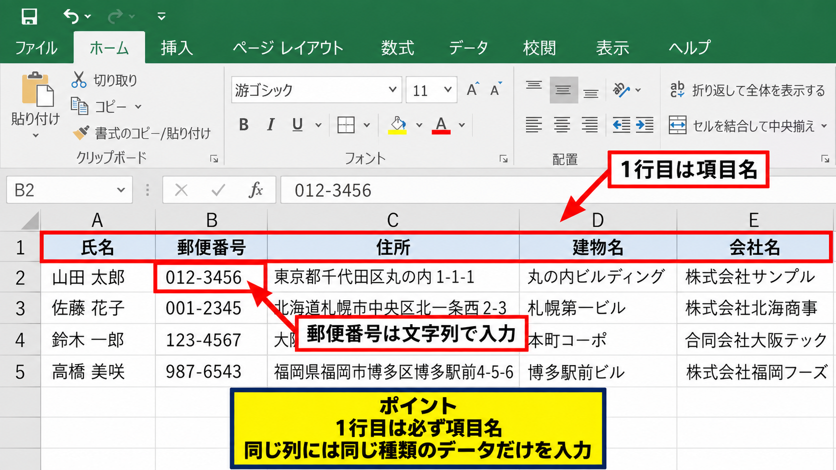 ExcelとWordを連携したラベル差し込み印刷の手順 - Excel住所録の準備