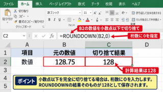 エクセルで小数点以下を切り捨てる方法 - ROUNDDOWN関数の基本構文