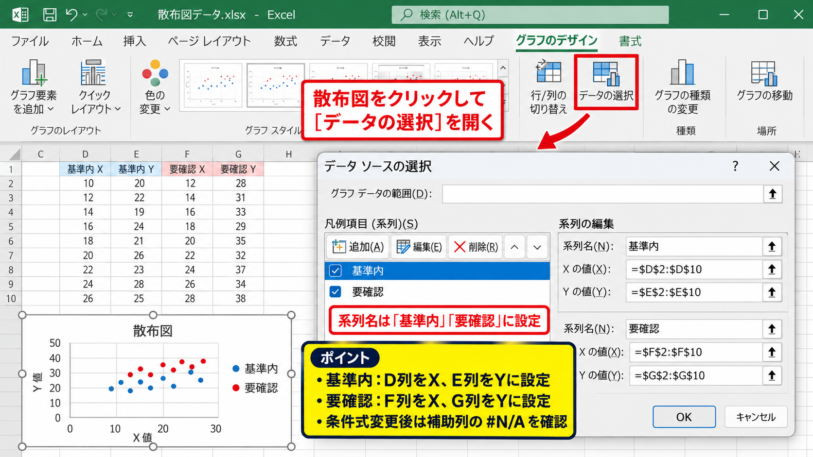 条件別の補助列による色分け - 条件別系列のグラフ登録